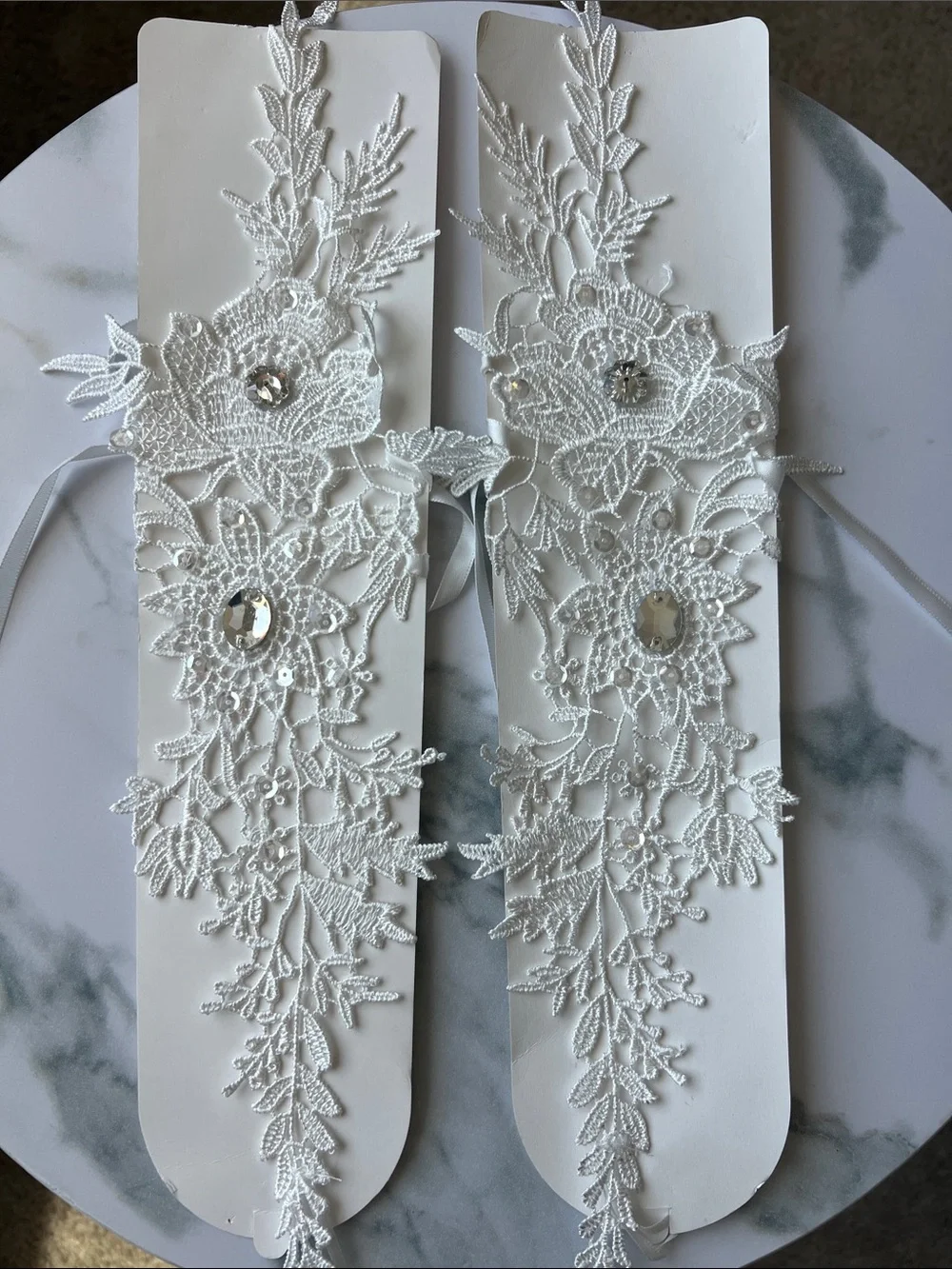 Bridal Lace gloves with Crystal Accents